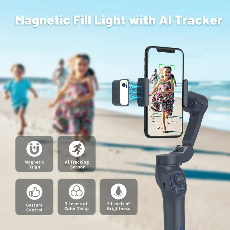 Smart 3-Axis Handheld Gimbal with Wireless, Gesture Control
